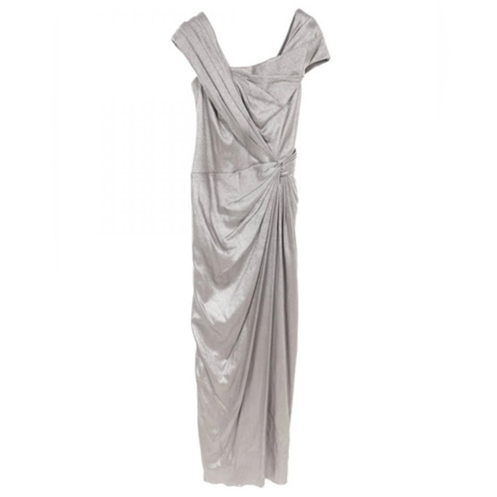 Tadashi Shoji One Shoulder Silver Dress